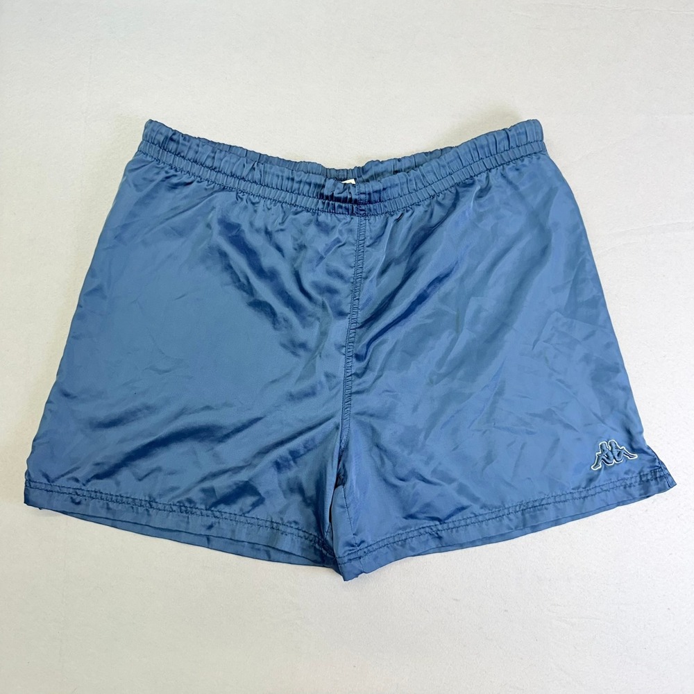 Kappa Shorts Mens Medium Blue Athletic Retro Omini Logo Elastic Waist Drawstring